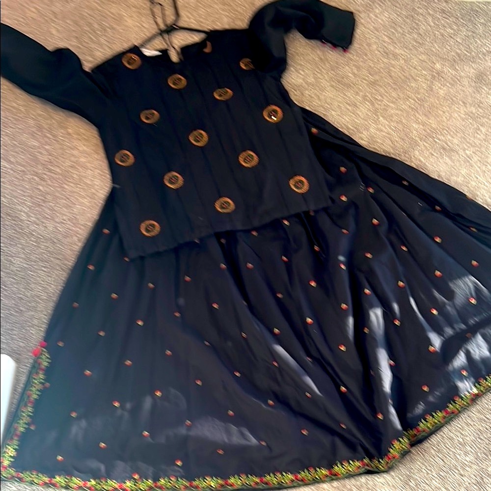 Elegant Black Kids Dress with Gold Accents